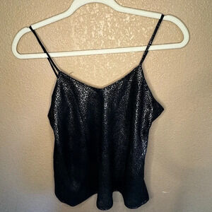 Vintage 1990s Sitting Pretty Satin Metallic Animal Print Slip Tank Top A24